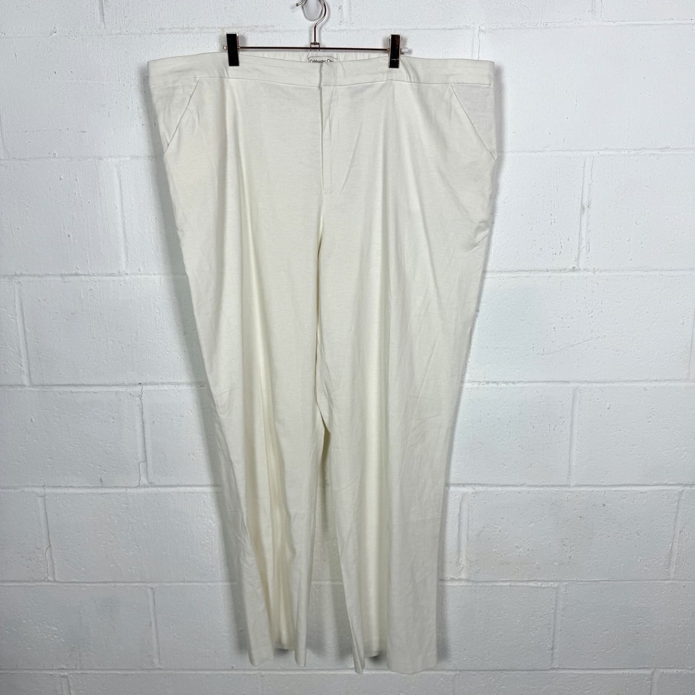 Coldwater Creek Linen Blend Trouser Pants Size 22W Ivory Office Minimal Capsule